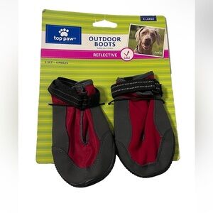 Top Paw Black Red Reflective Protective Dog Outdoor Rain/Snow Boots Size XXL 2pc